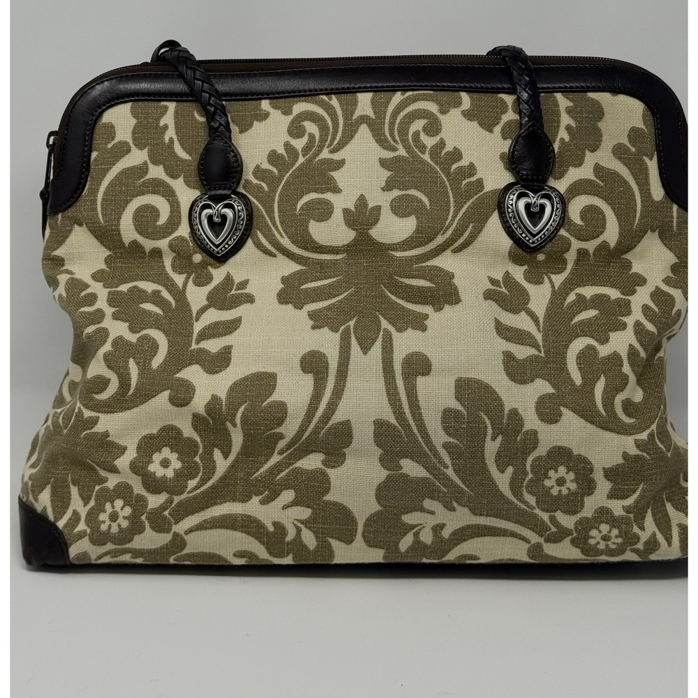 Brighton Mevelyn Fabric Signature Jacquard Tote Shoulder Bag Purse Beige Brown - Picture 2 of 14